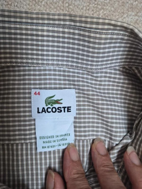 Lacoste Camisa Vintage Quadrados Bege Tamanho 44 XL – photo 12